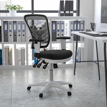 Flash Furniture Office Chair, Mesh, Black Mesh/White Frame HL-0001-WH-BK-GG
